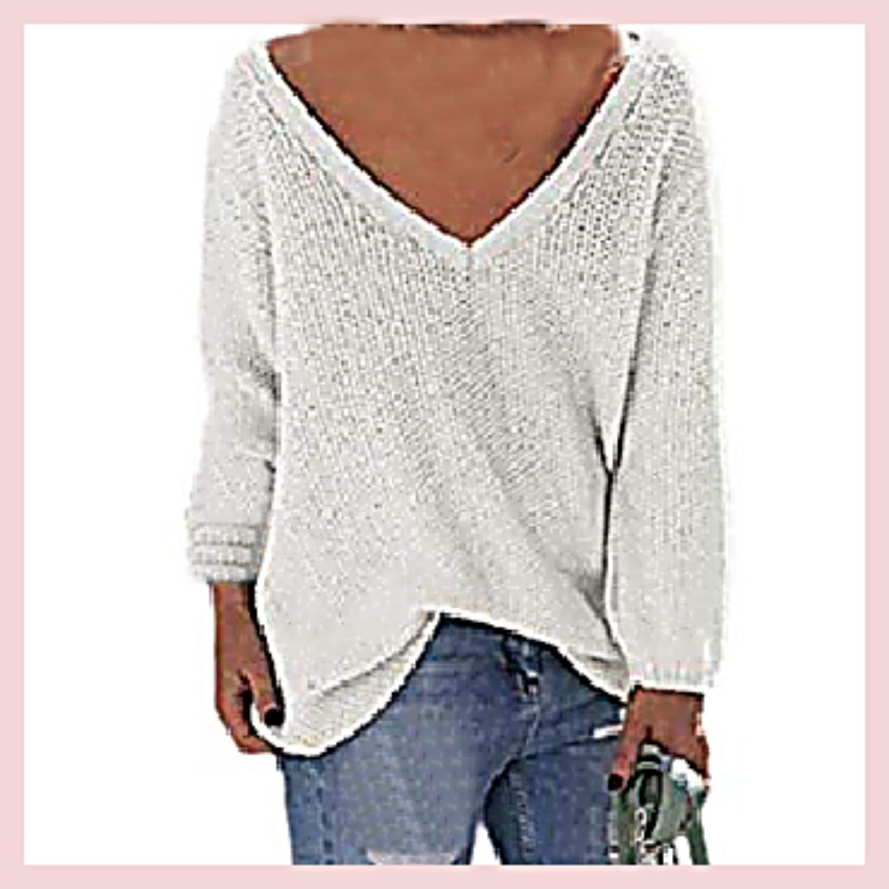 SALE! NWT Sweater V Neck SOFT Knit Gray REStocK ! - Picture 7 of 8